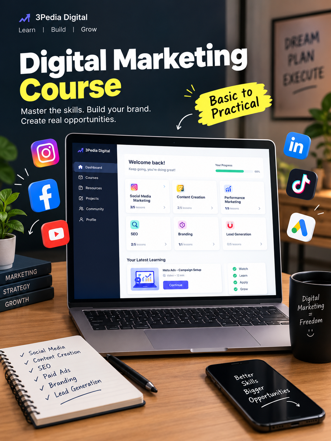 Digital Marketing Course Basic to Practical - 3Pedia Digital